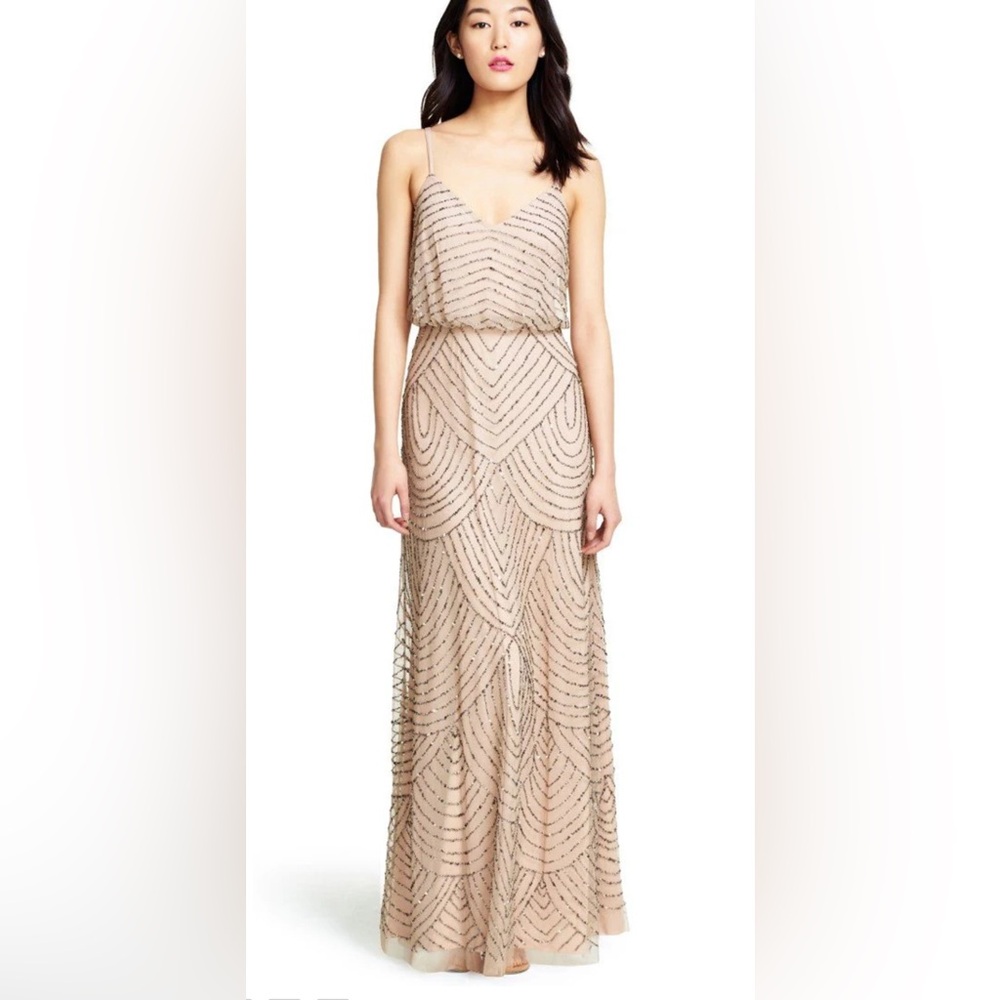 Adrianna Papell Art Deco Beaded Blouson Dress